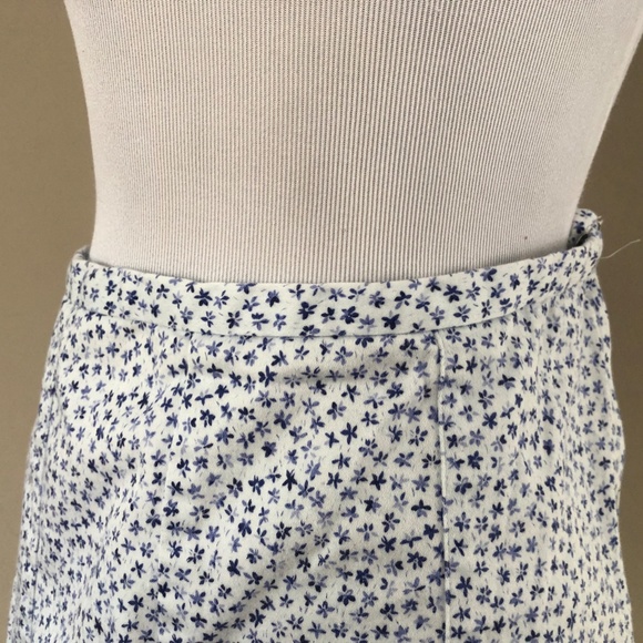 Stretchy Cotton Blue Floral Pedal Pushers Small Side Zipper SPORT - Picture 11 of 12